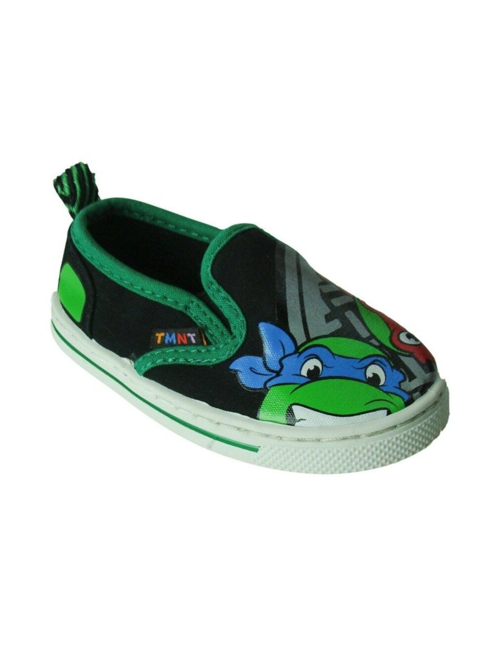 Teenage Mutant Ninja Turtles Kids Slip-On Shoes Size 5 Green & Black Canvas Casu